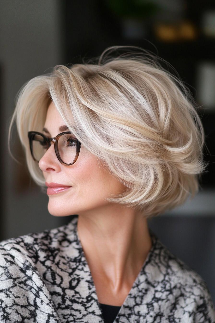 5. Feathered Bob in Honey Blonde (Short Bob Haircuts For Women Over 60) - Short Bob Haircuts For Women Over 60