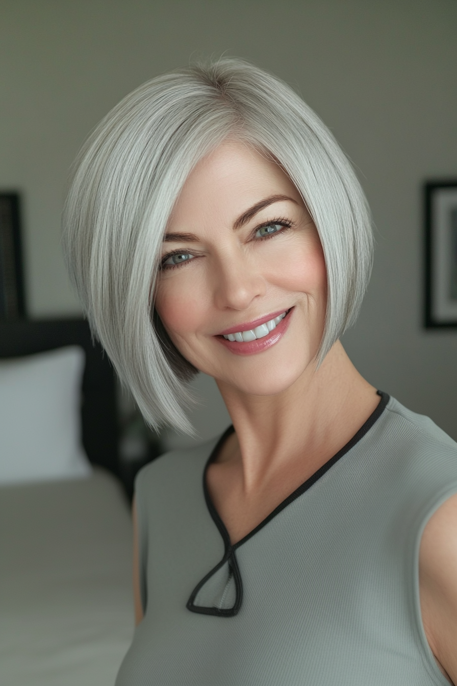 11. Pixie Bob in Icy Silver (Short Bob Haircuts For Women Over 60) - Short Bob Haircuts For Women Over 60