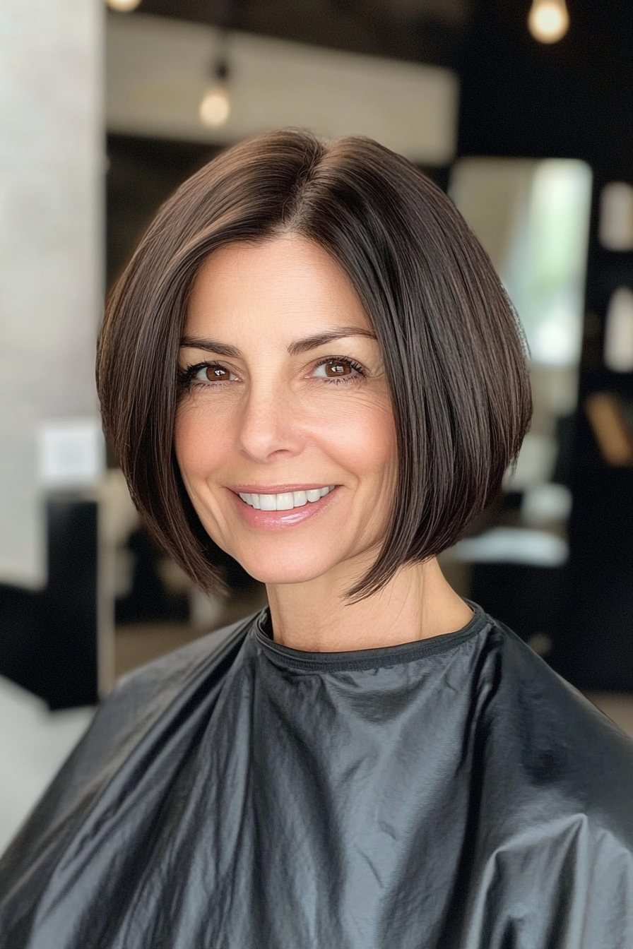 12. Blunt Bob in Rich Espresso (Short Bob Haircuts For Women Over 60) - Short Bob Haircuts For Women Over 60