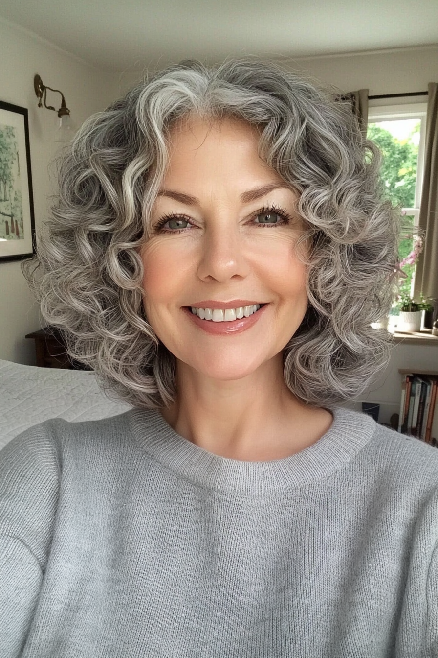 10. Curly Tapered Cut in Natural Gray (Short Curly Hairstyles For Women Over 50) - Short Curly Hairstyles For Women Over 50