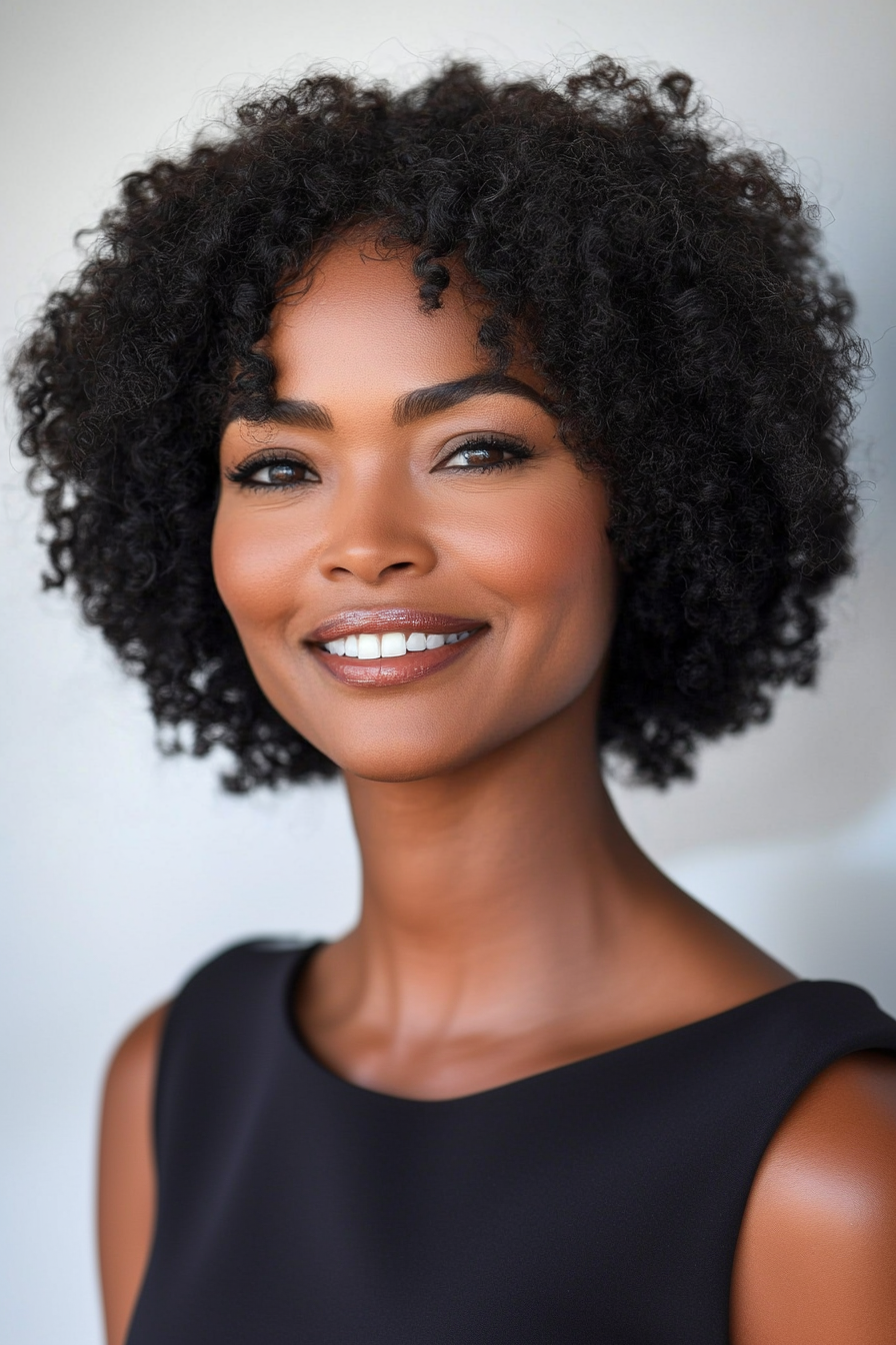 15. Soft Tapered Afro in Deep Ebony (Short Curly Hairstyles For Women Over 50) - Short Curly Hairstyles For Women Over 50