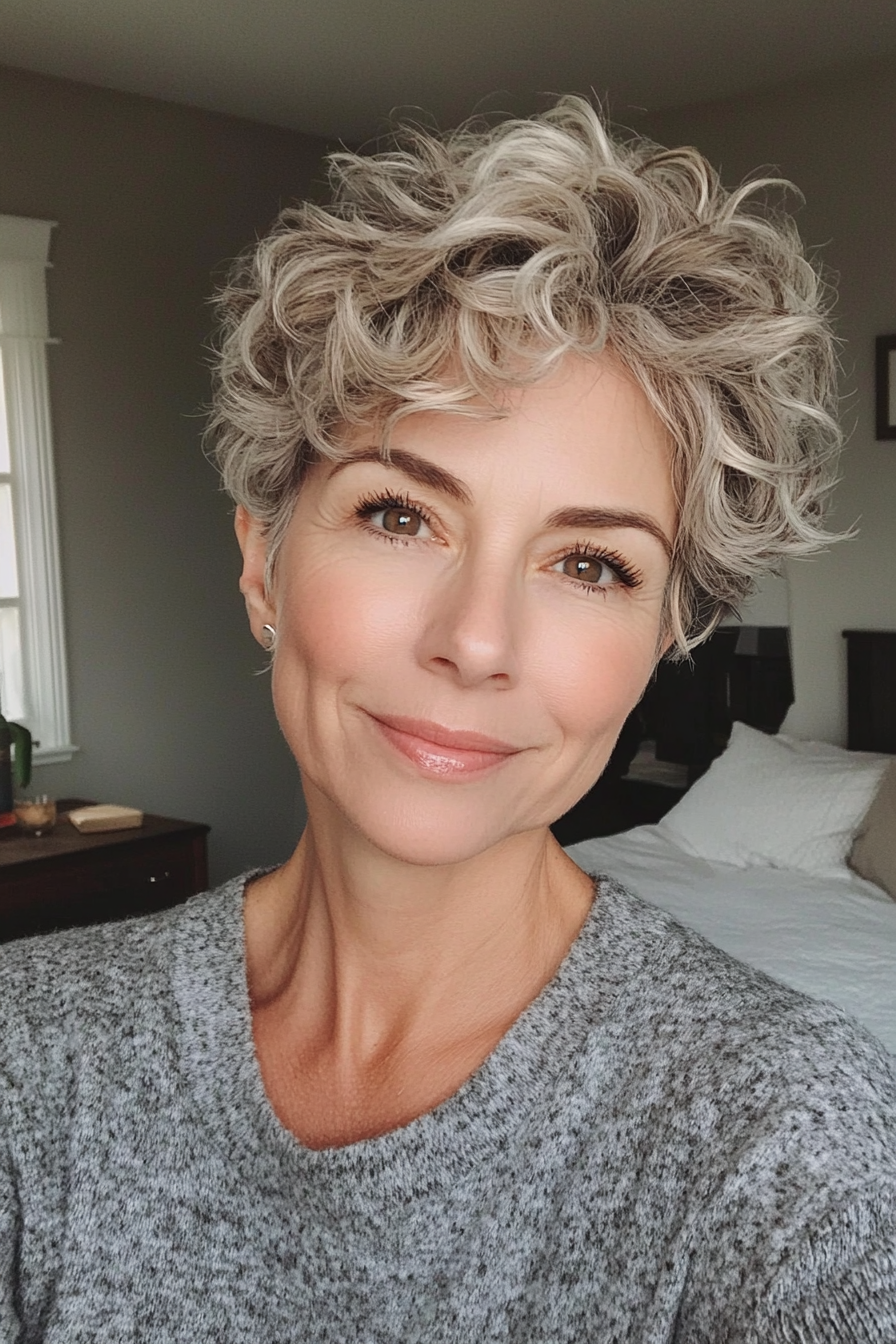 18. Choppy Pixie with Ash Blonde Accents (Short Curly Hairstyles For Women Over 50) - Short Curly Hairstyles For Women Over 50