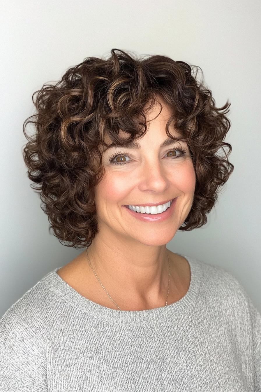 22. Modern Short Shag in Dark Chestnut (Short Curly Hairstyles For Women Over 50) - Short Curly Hairstyles For Women Over 50