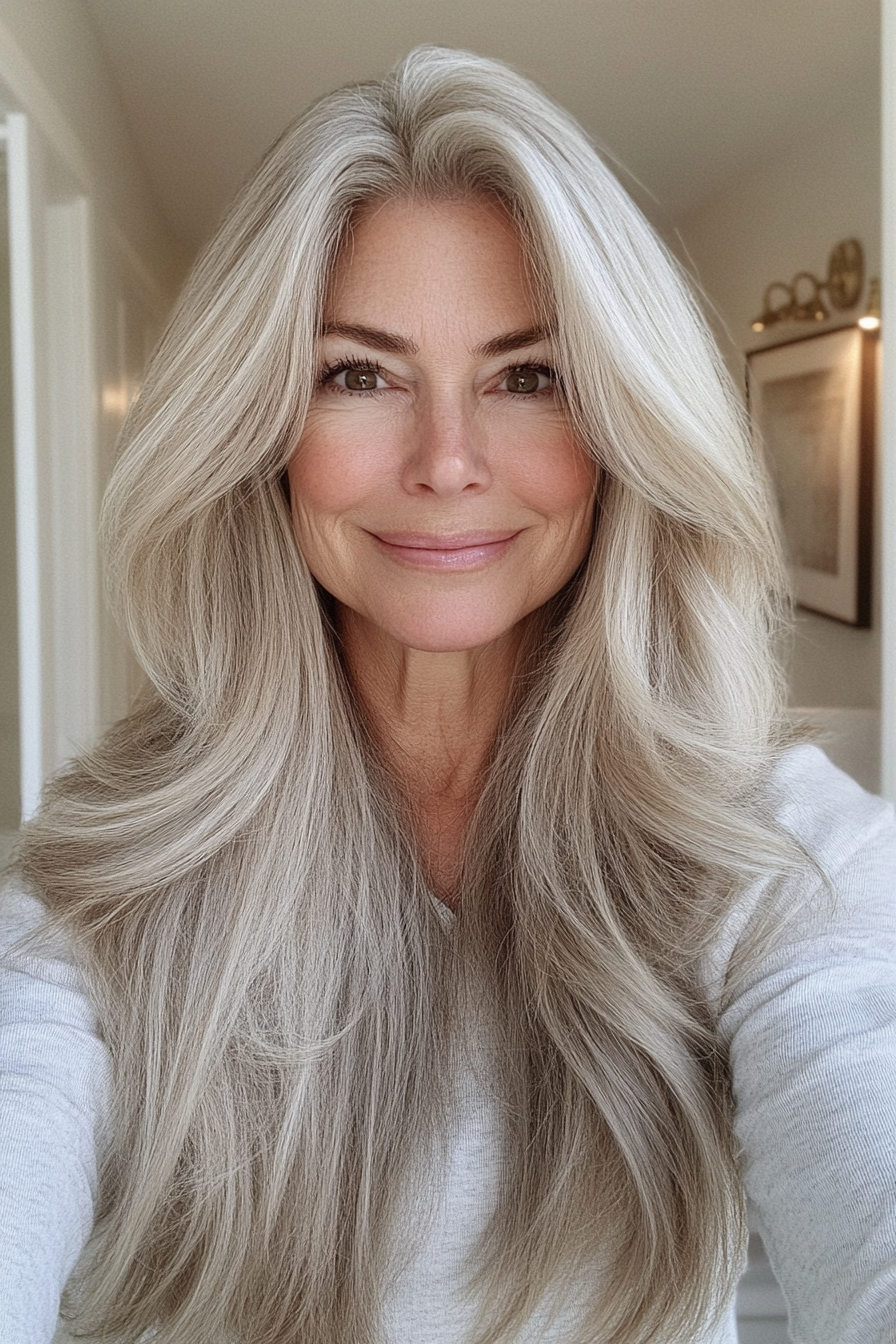 5. Long Blended Layers in Soft Ash Blonde (Long Hairstyles For Women Over 60) - Long Hairstyles For Women Over 60
