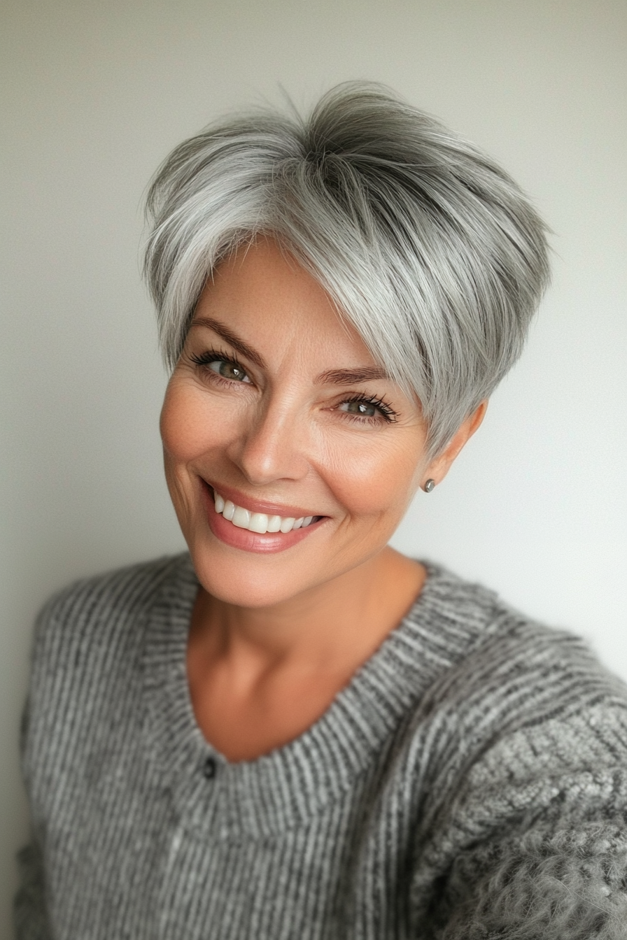 3. Classic Pixie in Silver Gray (Best Haircuts For Women Over 50) - Best Haircuts For Women Over 50