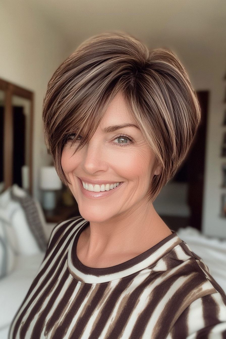 9. Tapered Crop in Deep Espresso (Best Haircuts For Women Over 50) - Best Haircuts For Women Over 50