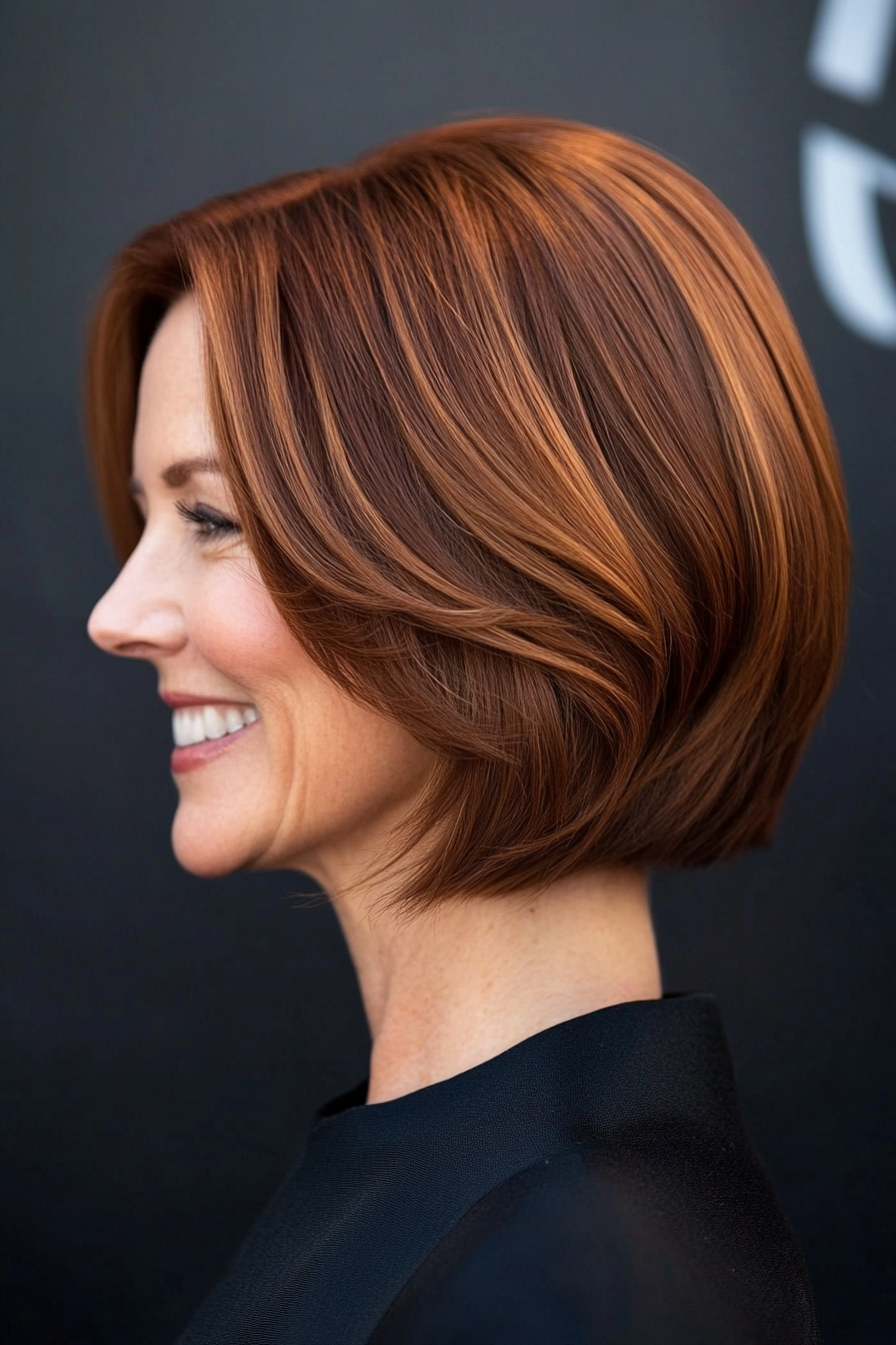 22. Rounded Bob in Deep Chestnut (Best Haircuts For Women Over 50) - Best Haircuts For Women Over 50