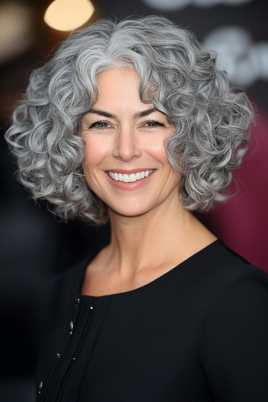 14. Curly Crop in Natural Gray (Hairstyles For Women Over 50) - Hairstyles For Women Over 50