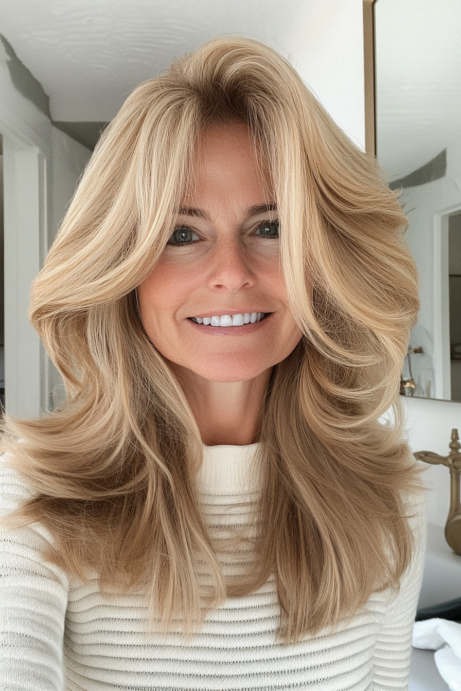 19. Voluminous Shoulder-Length Cut in Sandy Blonde (Hairstyles For Women Over 50) - Hairstyles For Women Over 50