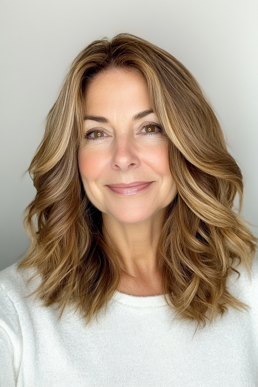 22. Tousled Medium-Length Cut in Light Golden Brown (Hairstyles For Women Over 50) - Hairstyles For Women Over 50