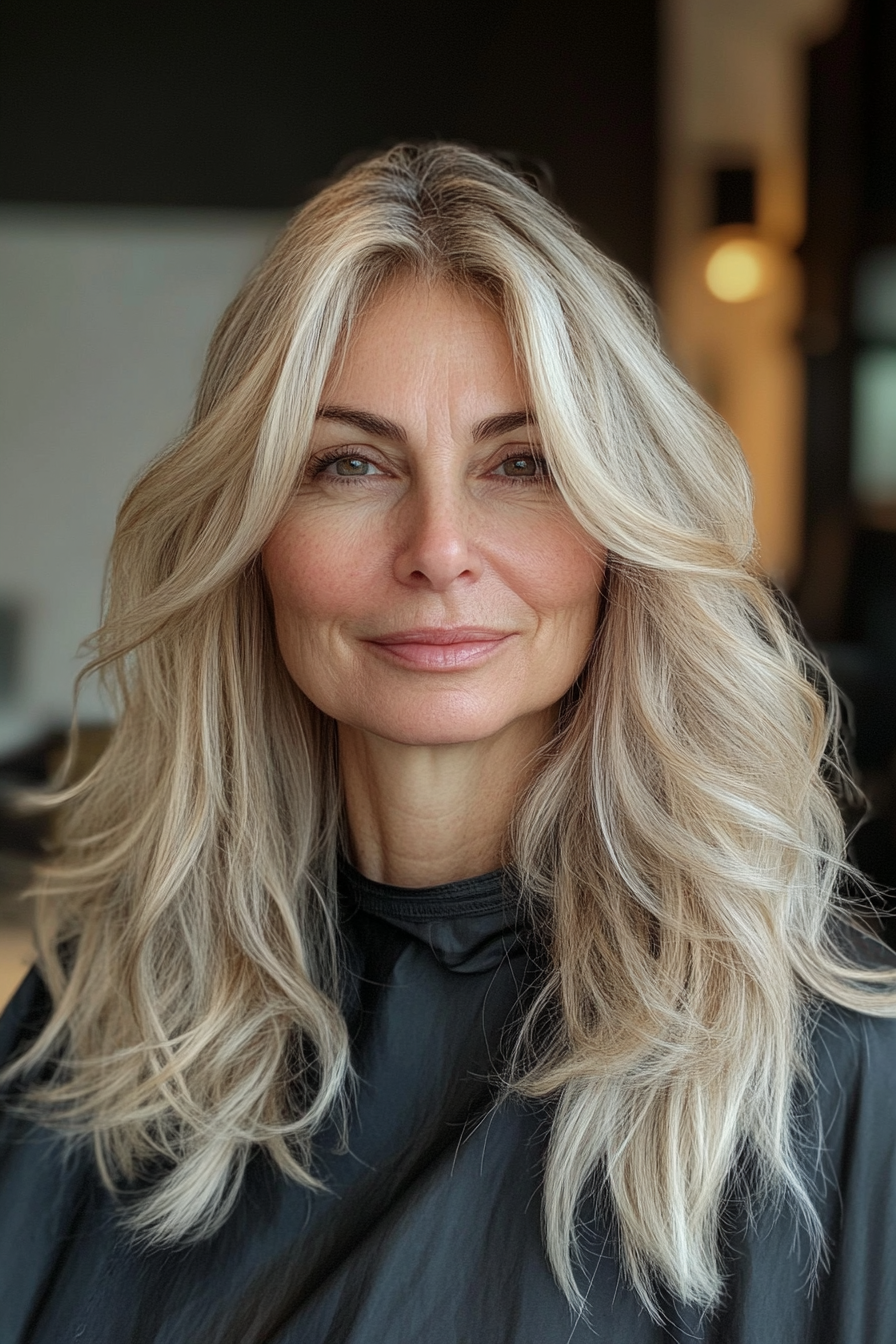 18. Light Ash Blonde Tousled Lengths (Long Haircuts For Women Over 50) - Long Haircuts For Women Over 50
