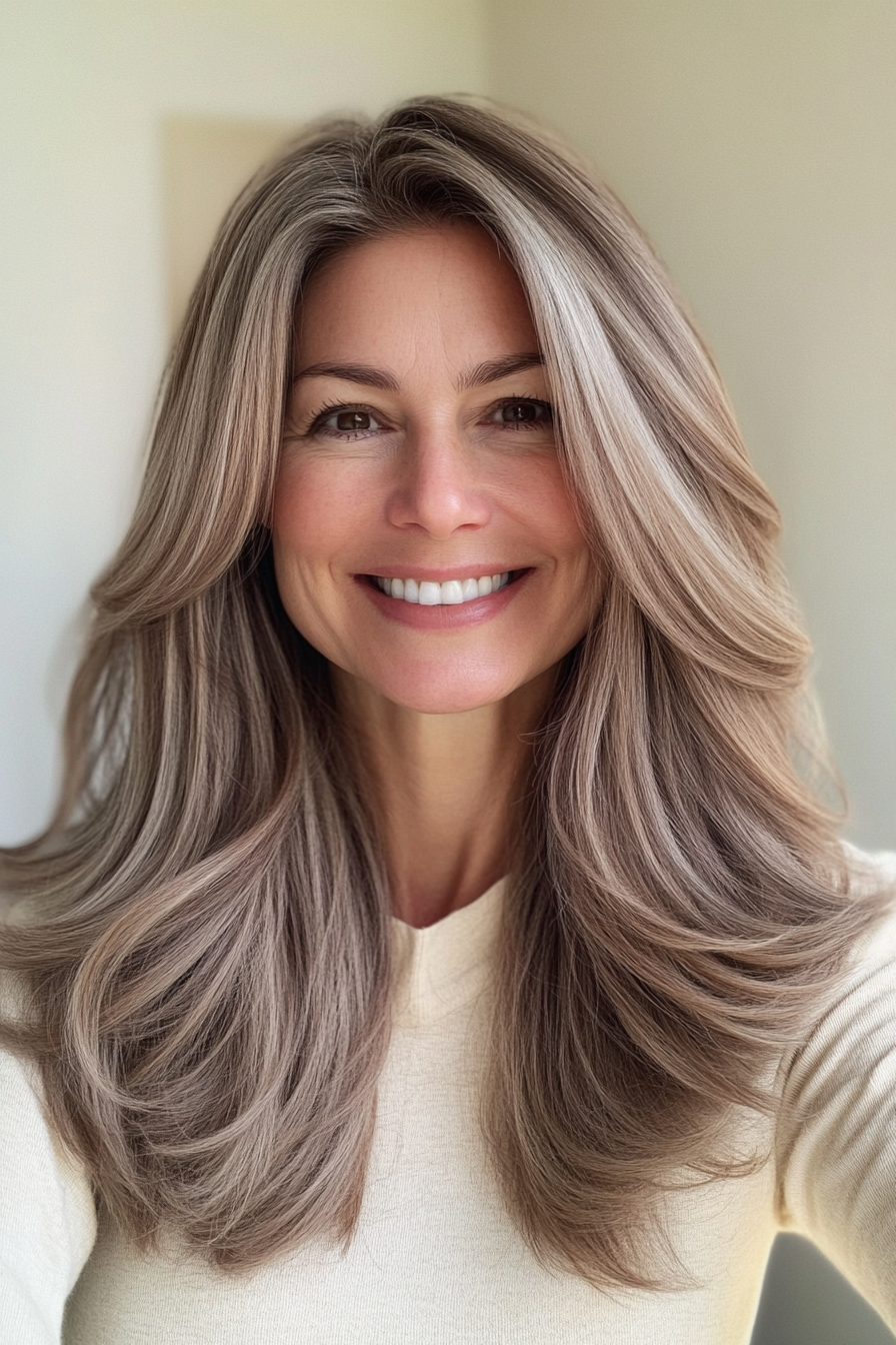 20. Soft Cocoa Blended Lengths (Long Haircuts For Women Over 50) - Long Haircuts For Women Over 50