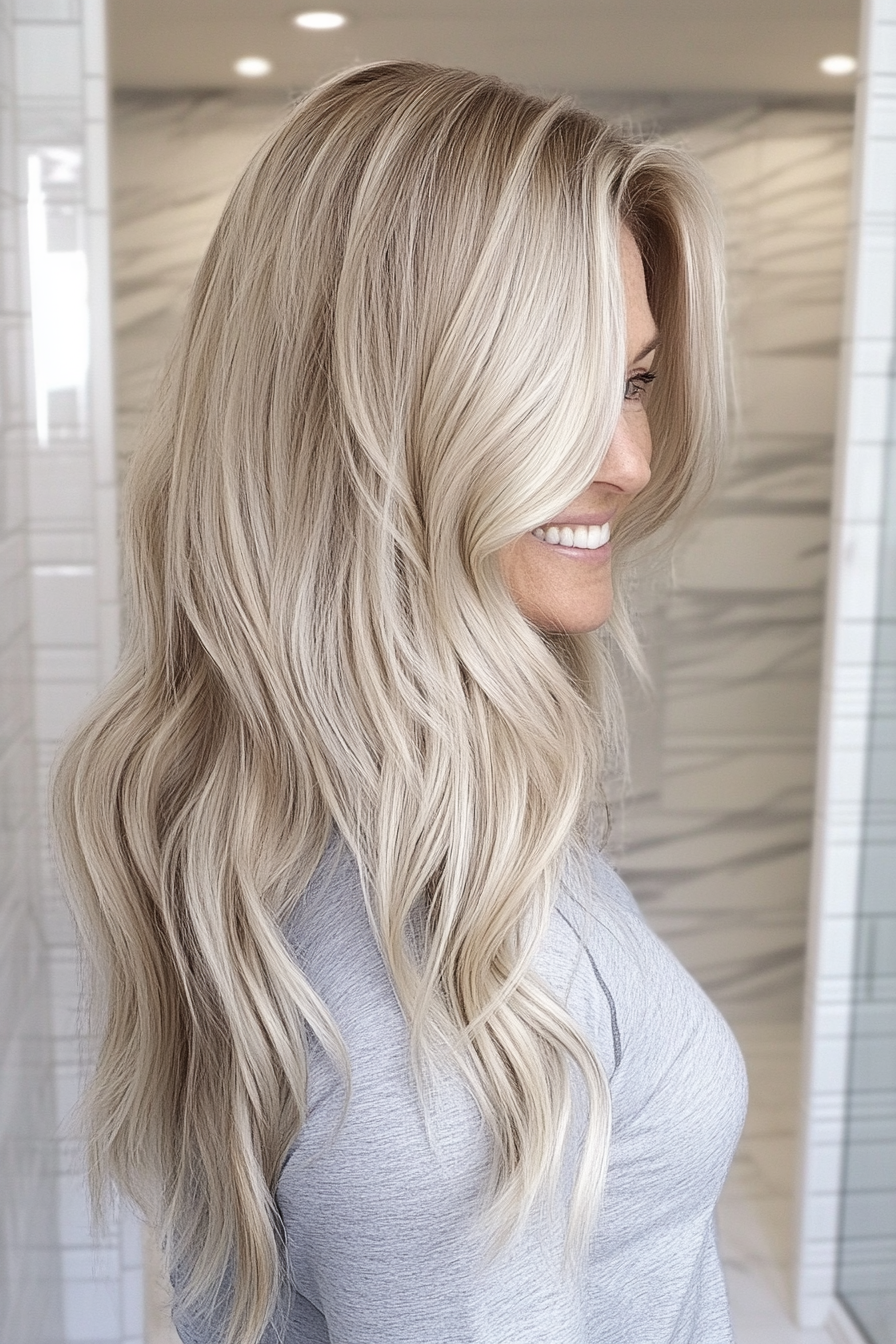 26. Icy Blonde Soft Waves (Long Haircuts For Women Over 50) - Long Haircuts For Women Over 50
