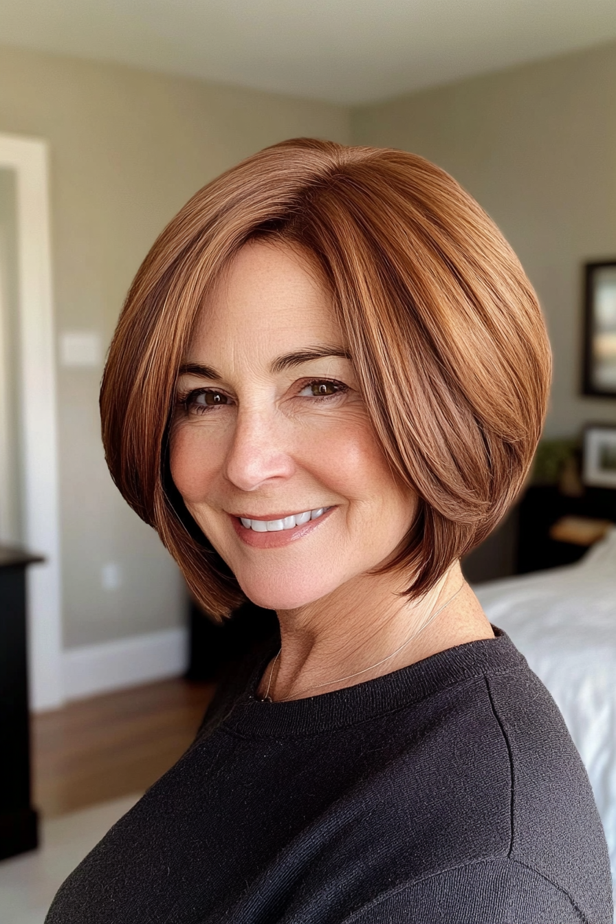 1. Soft Layered Bob with Chestnut Brown (Hairstyles For Women Over 50 With Fine Hair) - Hairstyles For Women Over 50 With Fine Hair