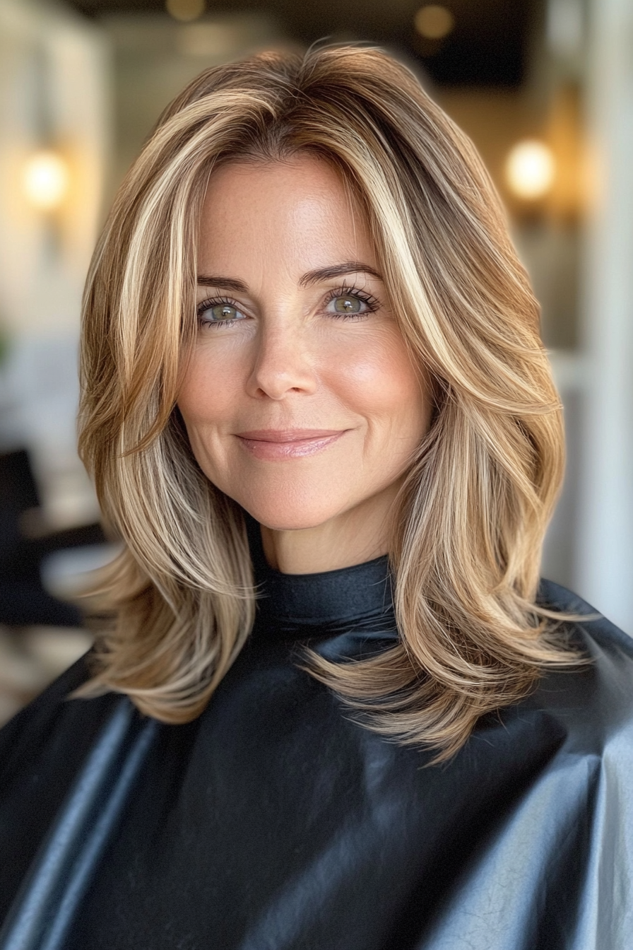 15. Angled Lob with Soft Golden Brown (Hairstyles For Women Over 50 With Fine Hair) - Hairstyles For Women Over 50 With Fine Hair