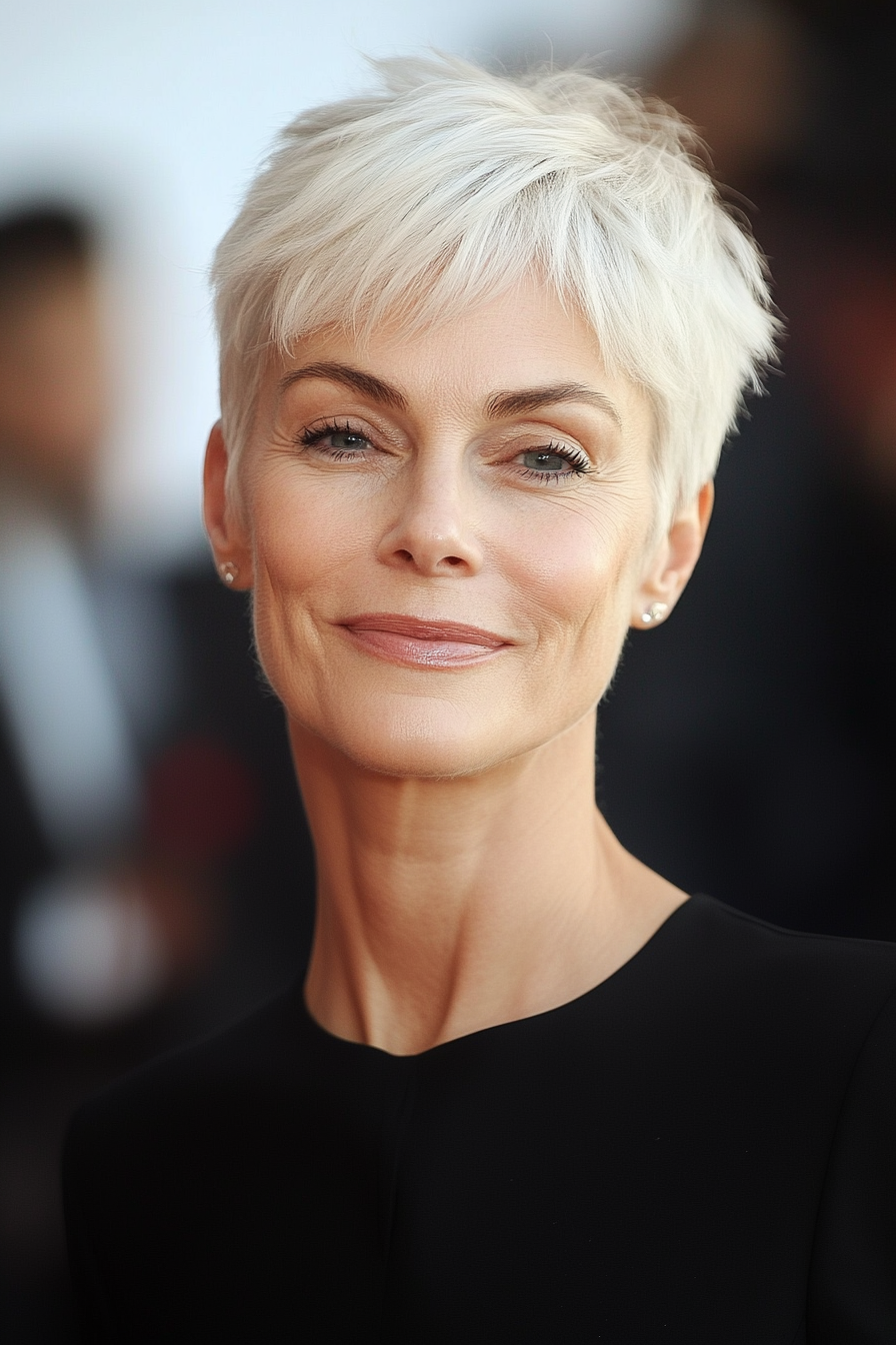 17. Classic Pixie with Natural White Blonde (Hairstyles For Women Over 50 With Fine Hair) - Hairstyles For Women Over 50 With Fine Hair