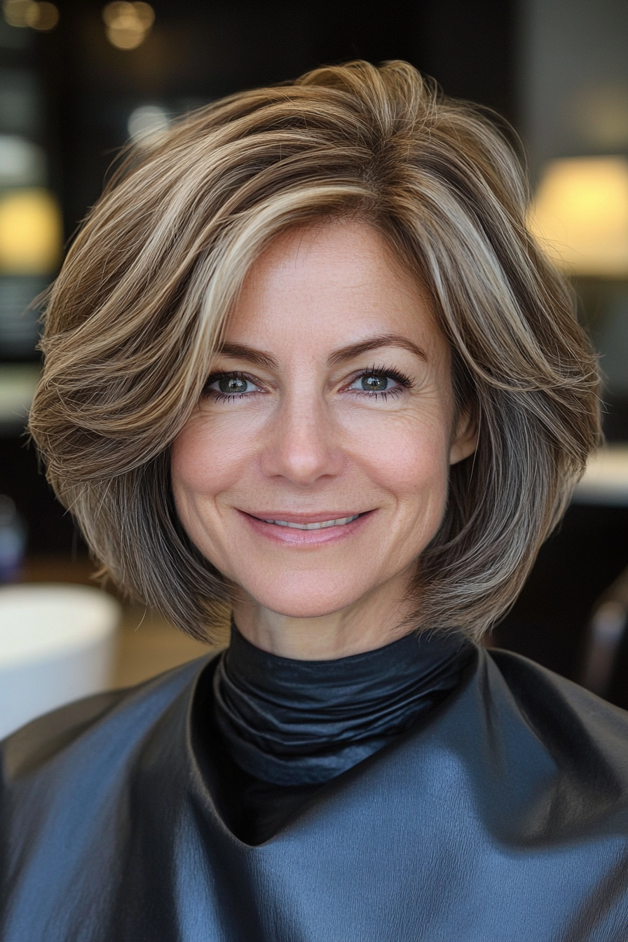 20. Short Layered Bob with Soft Ash Brown (Hairstyles For Women Over 50 With Fine Hair) - Hairstyles For Women Over 50 With Fine Hair
