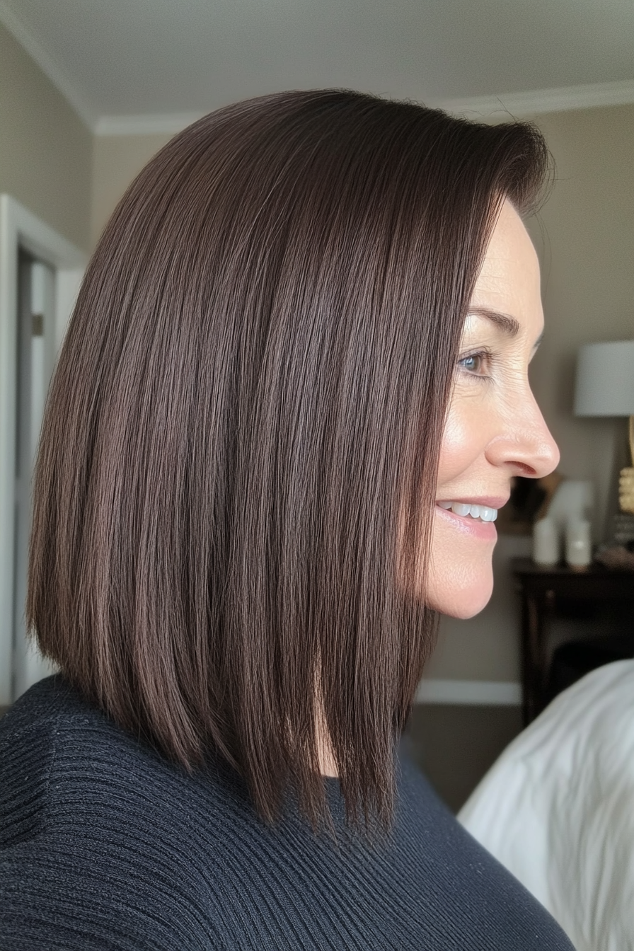 10. Shoulder-Length Blunt Cut in Dark Espresso (Medium Length Hairstyles For Older Women) - Medium Length Hairstyles For Older Women