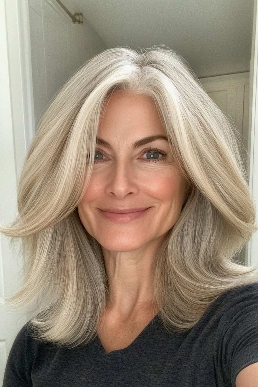 15. Classic Shoulder-Length Cut in Cool Beige Blonde (Medium Length Hairstyles For Older Women) - Medium Length Hairstyles For Older Women