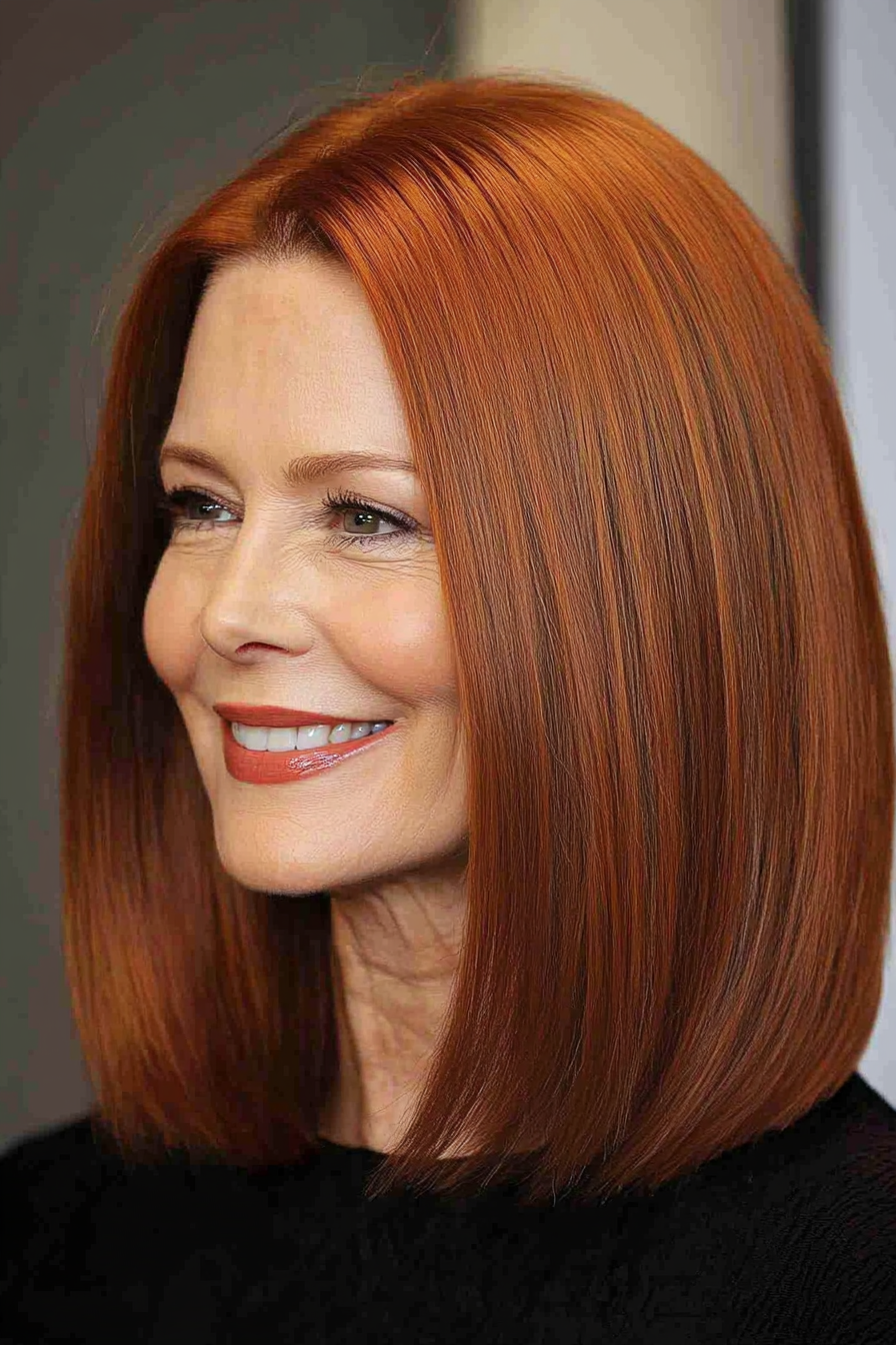 19. Shoulder-Length Cut with Subtle Copper Tones (Medium Length Hairstyles For Older Women) - Medium Length Hairstyles For Older Women