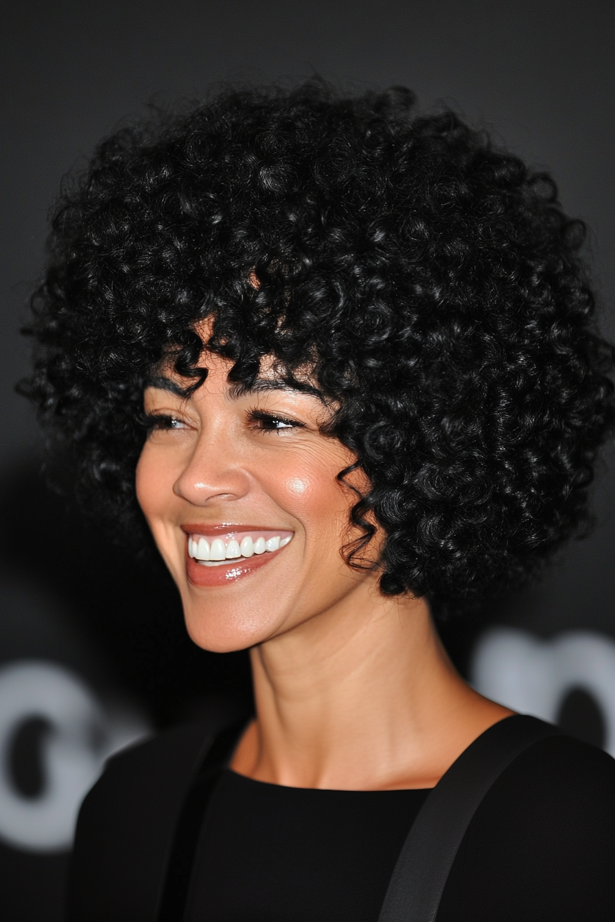 3. Tapered Afro with Natural Black Curls (Short Curly Hairstyles For Older Women) - Short Curly Hairstyles For Older Women