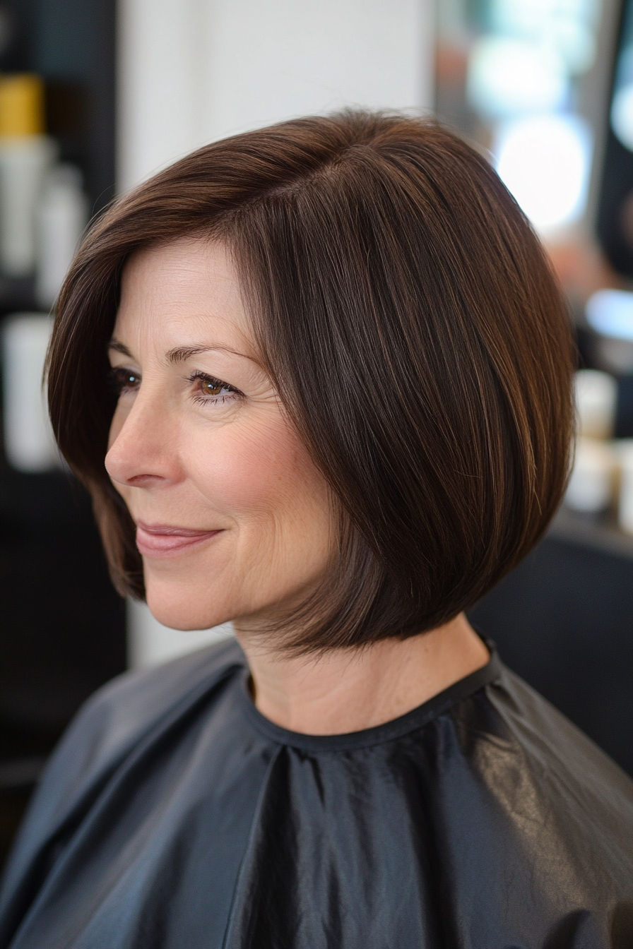 16. Collarbone-Length Straight Cut in Dark Espresso Brown (Best Haircuts For Women Over 60) - Best Haircuts For Women Over 60