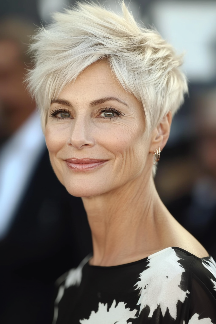 18. Textured Short Crop in Platinum Blonde (Best Haircuts For Women Over 60) - Best Haircuts For Women Over 60