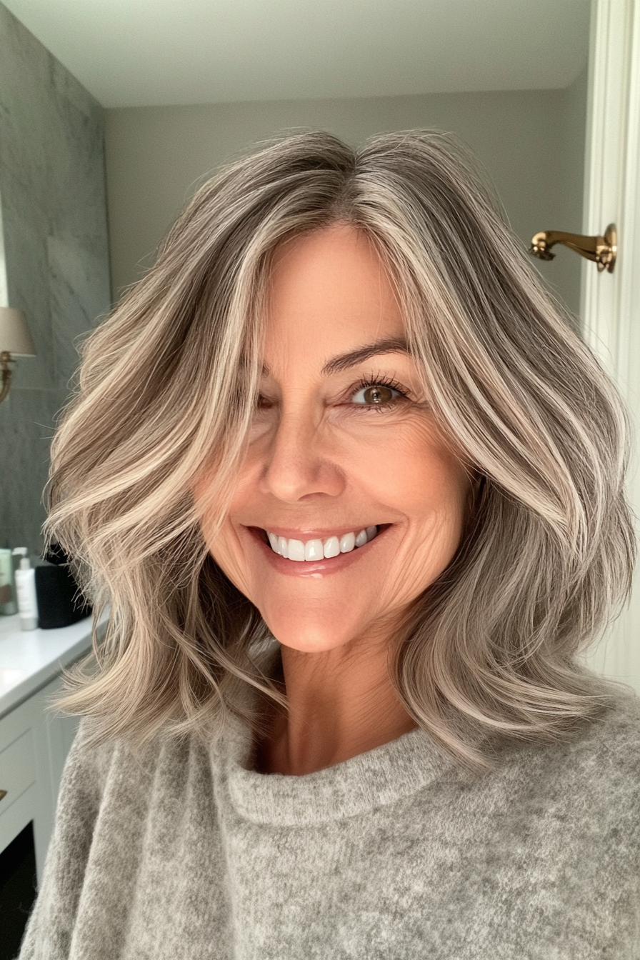 21. Chin-Length Textured Cut in Light Ash Brown (Best Haircuts For Women Over 60) - Best Haircuts For Women Over 60
