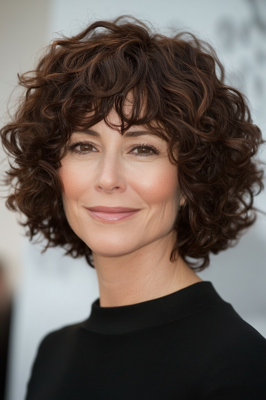 16. Classic Chocolate Brown Bob (Curly Bob Hairstyles For Over 50) - Curly Bob Hairstyles For Over 50