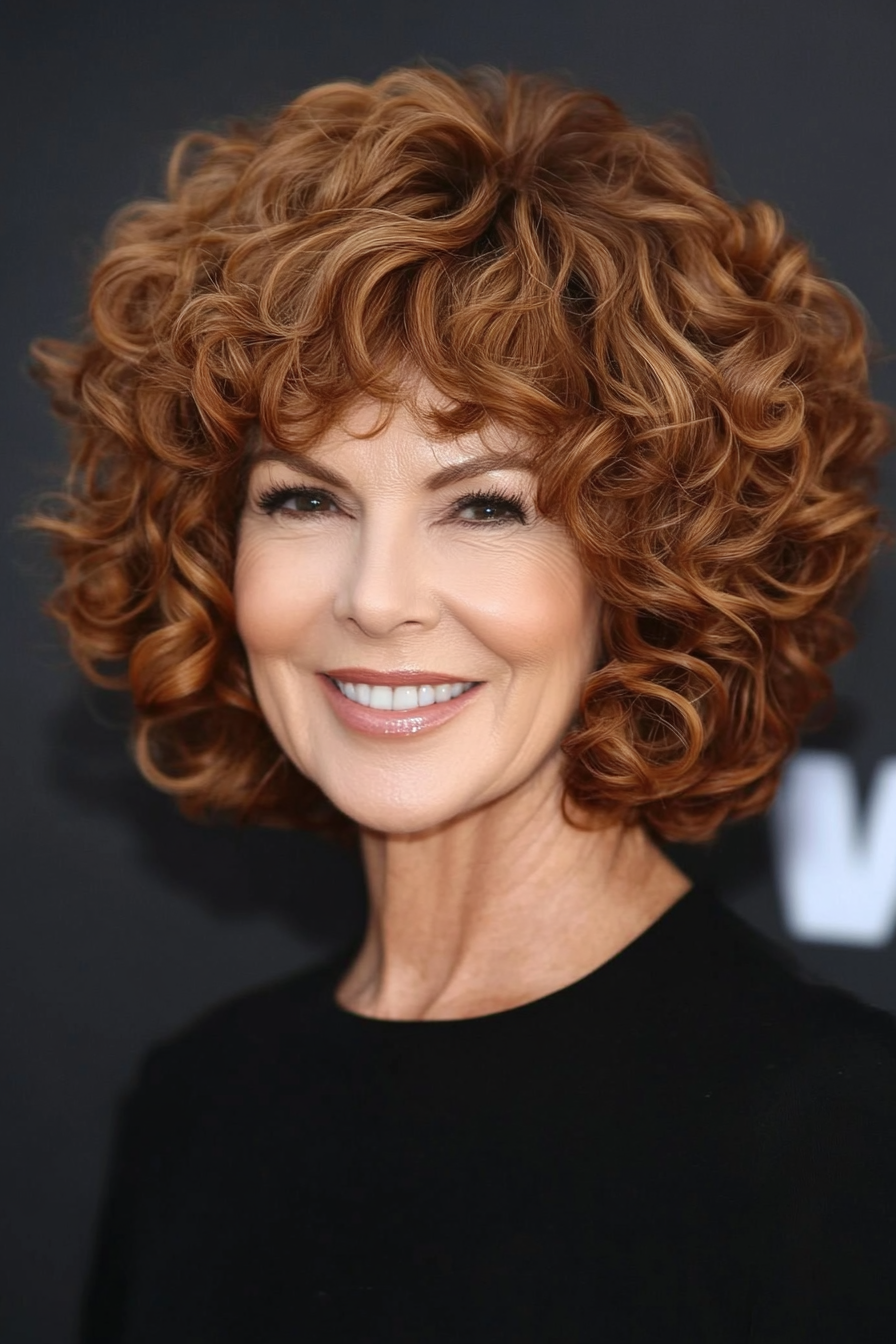 18. Rounded Cinnamon Curls (Curly Bob Hairstyles For Over 50) - Curly Bob Hairstyles For Over 50