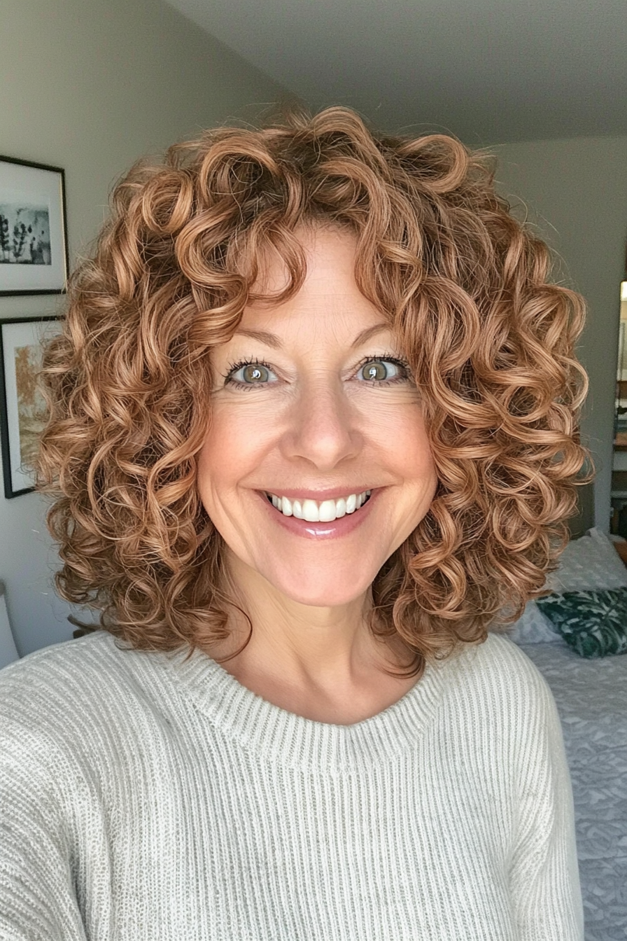 25. Warm Butterscotch Bob (Curly Bob Hairstyles For Over 50) - Curly Bob Hairstyles For Over 50