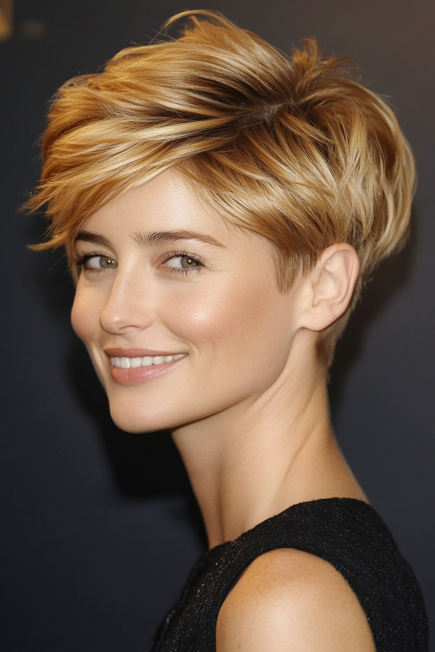 2. Feathered Pixie in Golden Blonde (Short Hairstyles With Layers) - Short Hairstyles With Layers