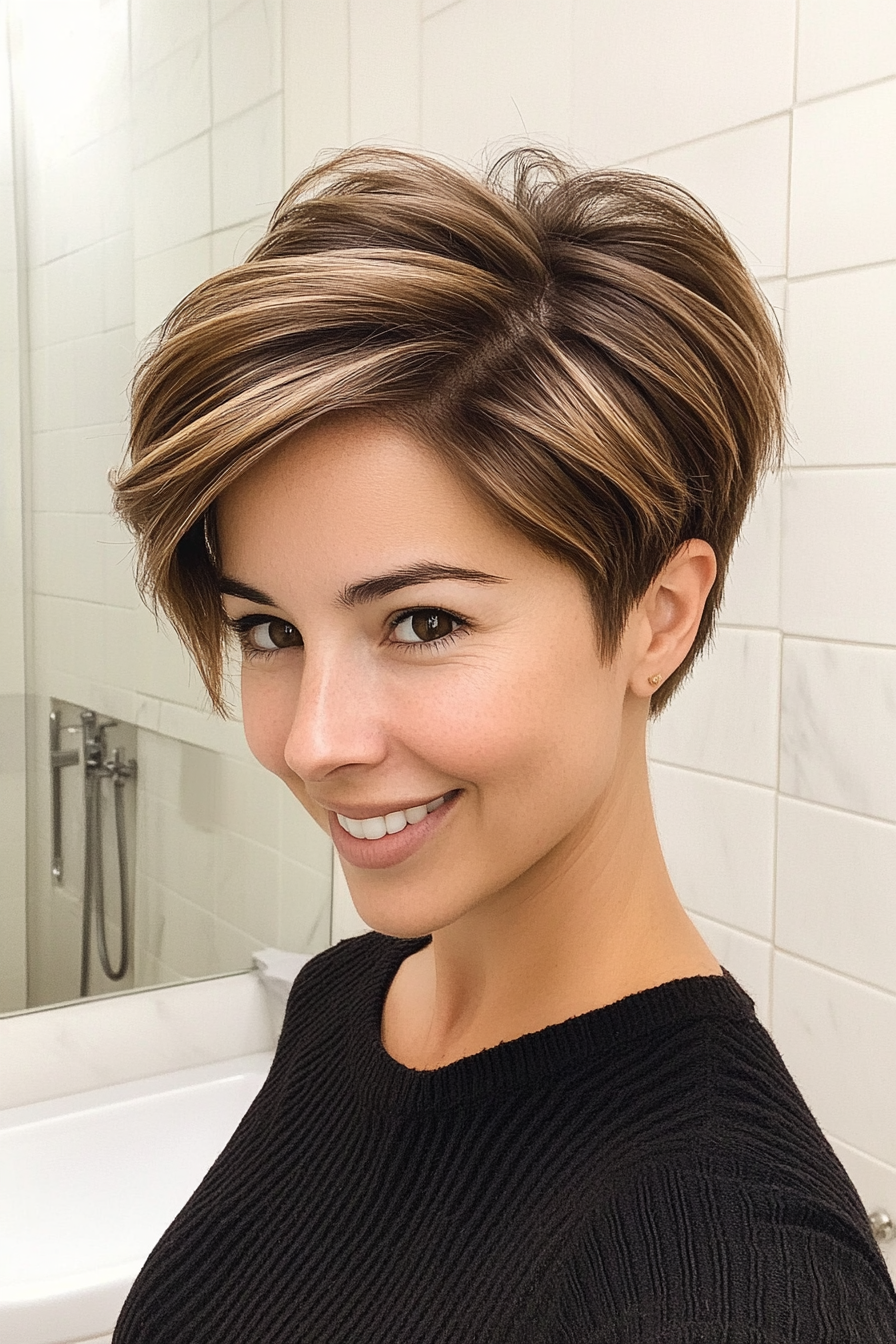 4. Layered Crop with Subtle Caramel Highlights (Short Hairstyles With Layers) - Short Hairstyles With Layers