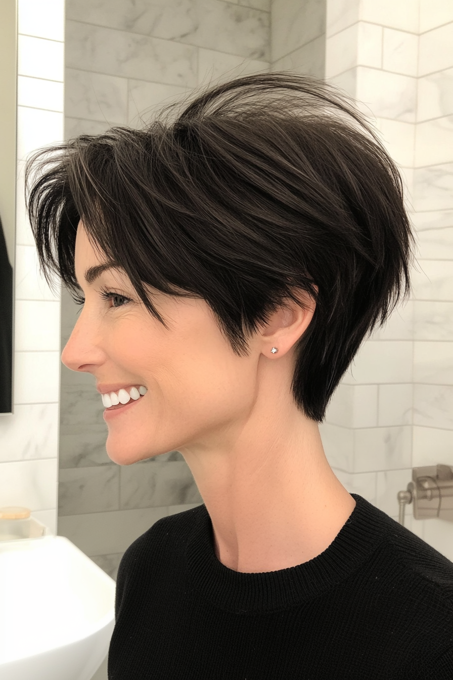 8. Modern Shag with Natural Black Layers (Short Hairstyles With Layers) - Short Hairstyles With Layers