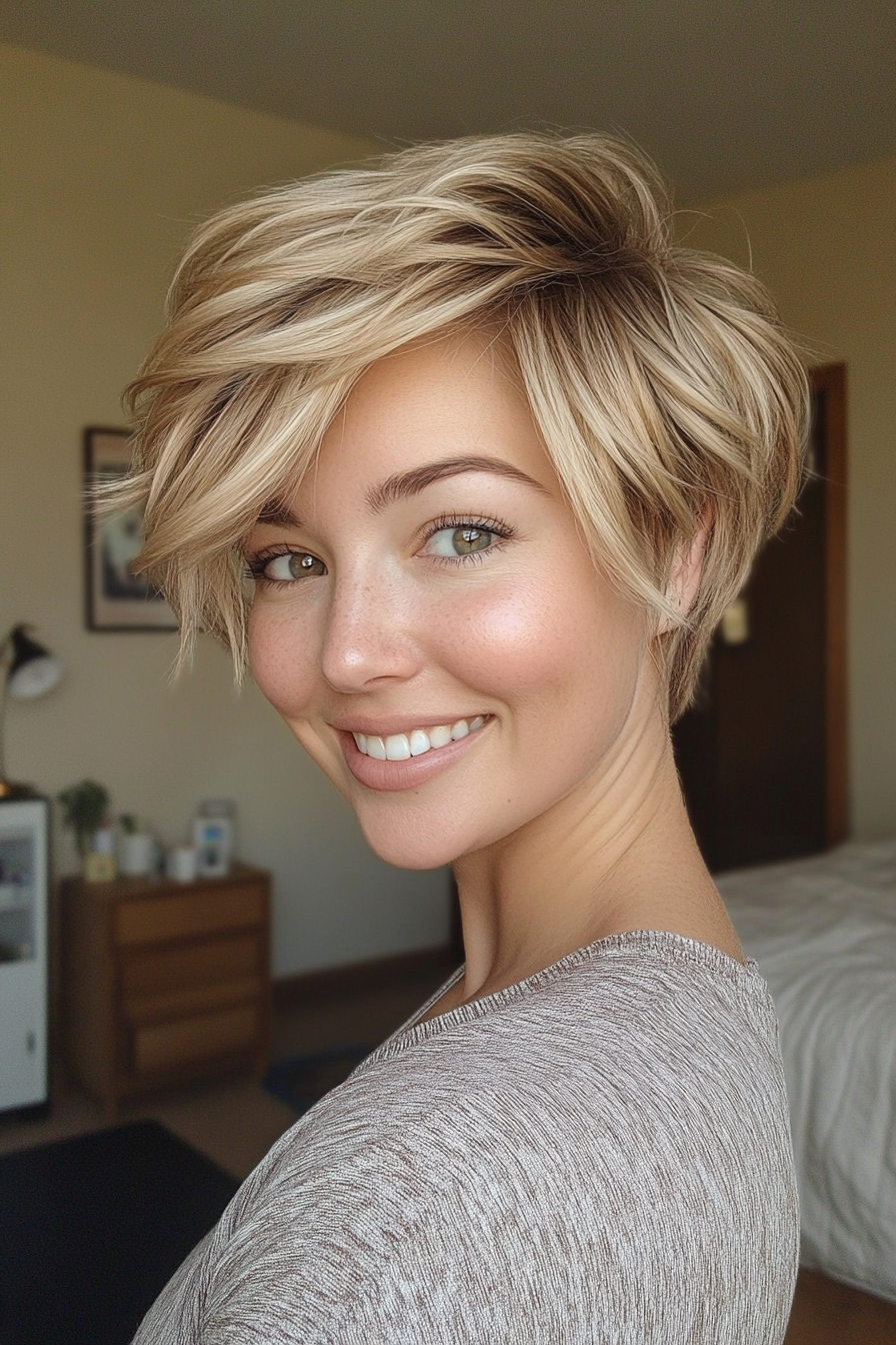 12. Cropped Shag in Sandy Blonde (Short Hairstyles With Layers) - Short Hairstyles With Layers