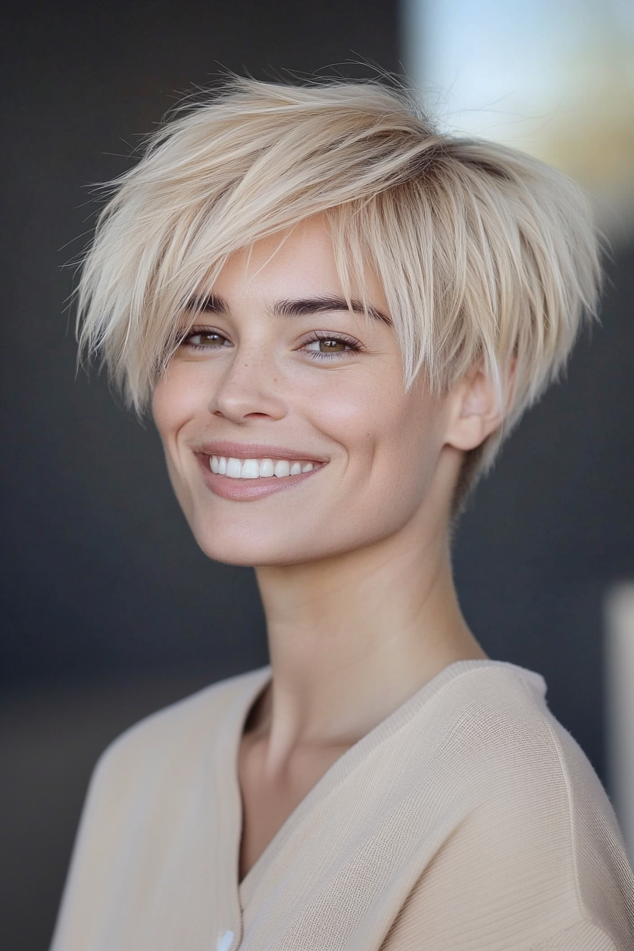 16. Wispy Pixie in Soft Beige Blonde (Short Hairstyles With Layers) - Short Hairstyles With Layers