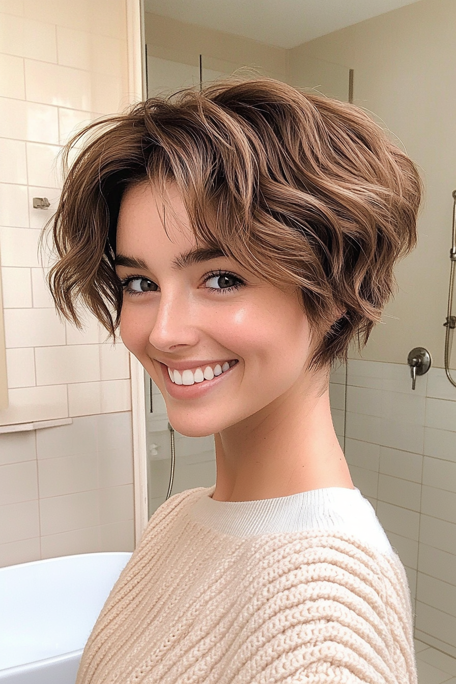 19. Wavy Pixie with Ash Brown Undertones (Short Hairstyles With Layers) - Short Hairstyles With Layers