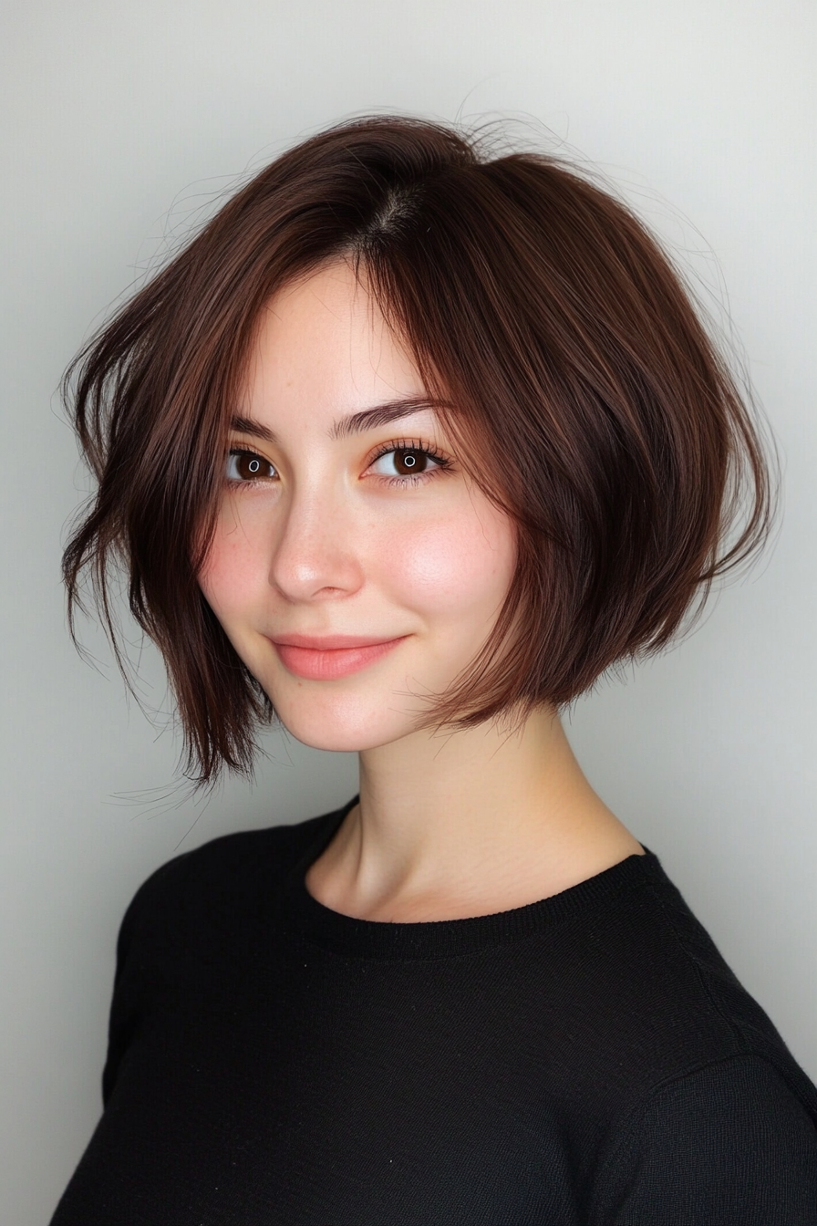 20. Blunt Cut Bob with Deep Espresso Layers (Short Hairstyles With Layers) - Short Hairstyles With Layers