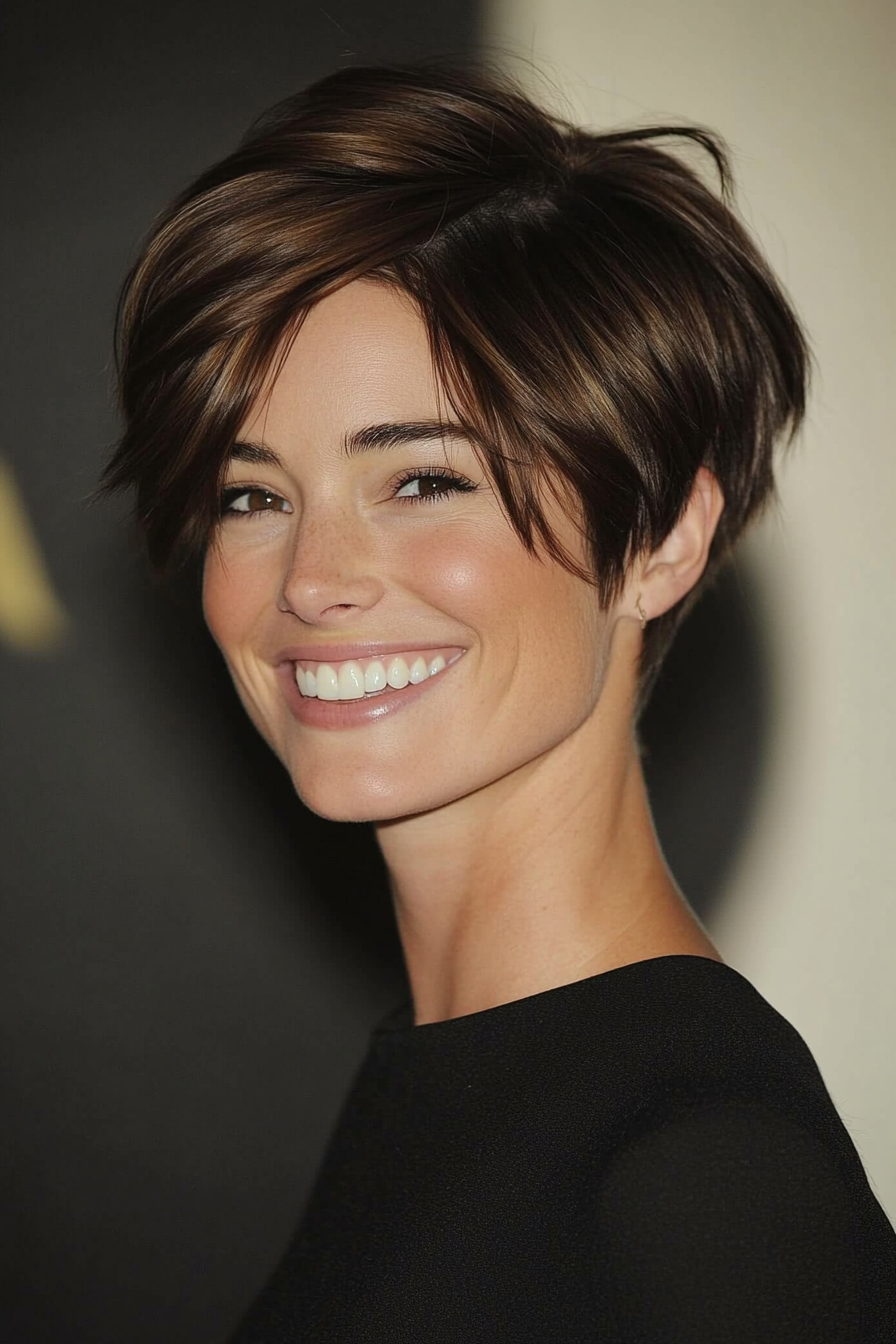 25. Classic Short Crop in Dark Chocolate Brown (Short Hairstyles With Layers) - Short Hairstyles With Layers