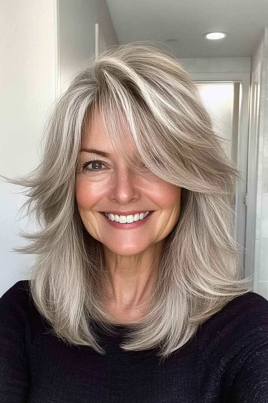 4. Wispy Shag in Natural Gray (Layered Haircuts For Older Women) - Layered Haircuts For Older Women