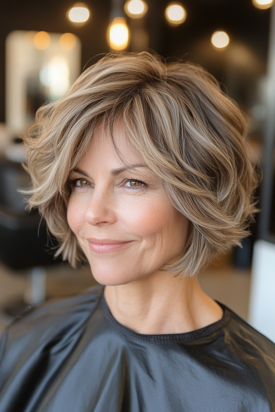 14. Short Tousled Layers in Ash Brown (Layered Haircuts For Older Women) - Layered Haircuts For Older Women
