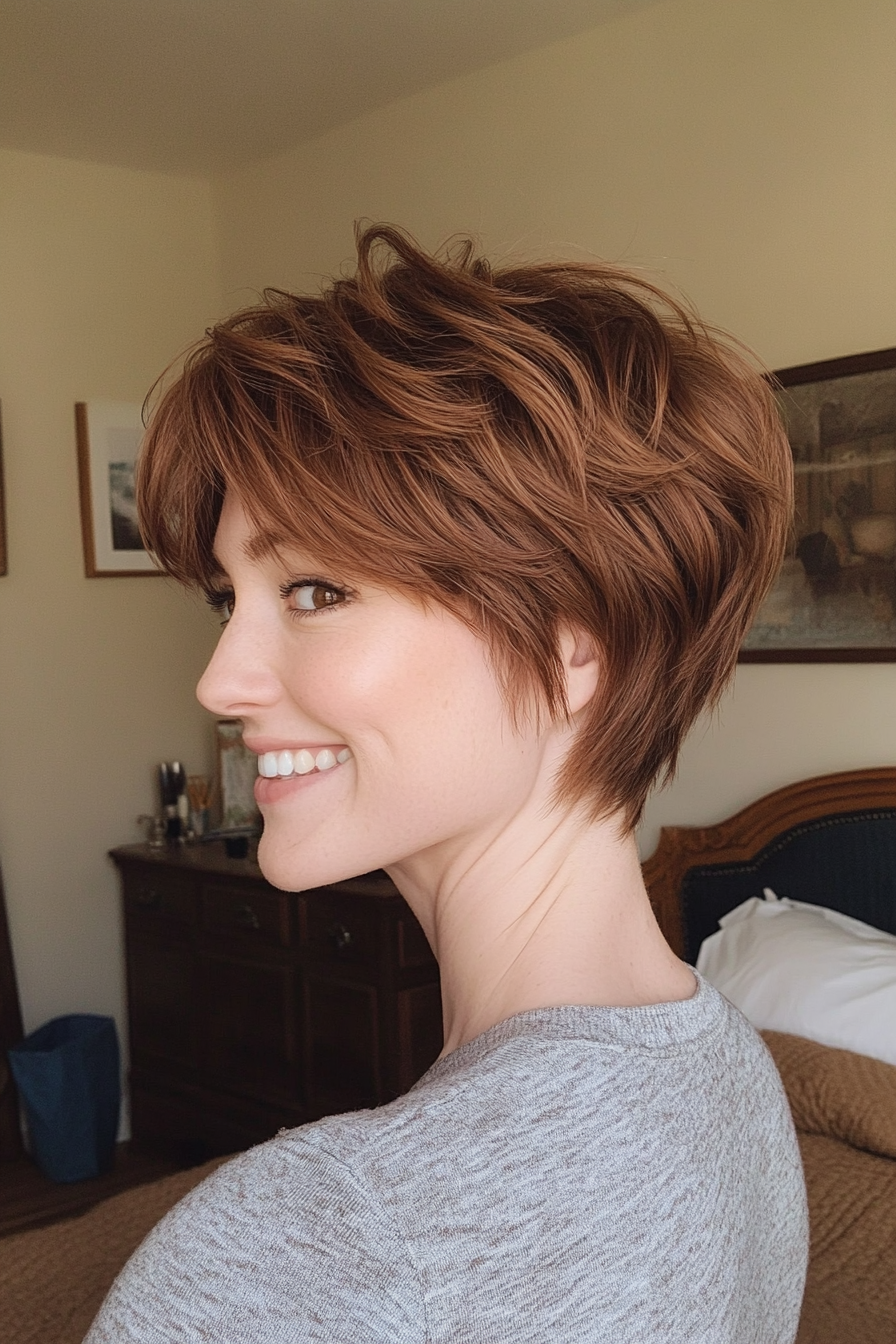 1. Feathered Pixie in Chestnut Brown (Short Pixie Haircuts) - Short Pixie Haircuts