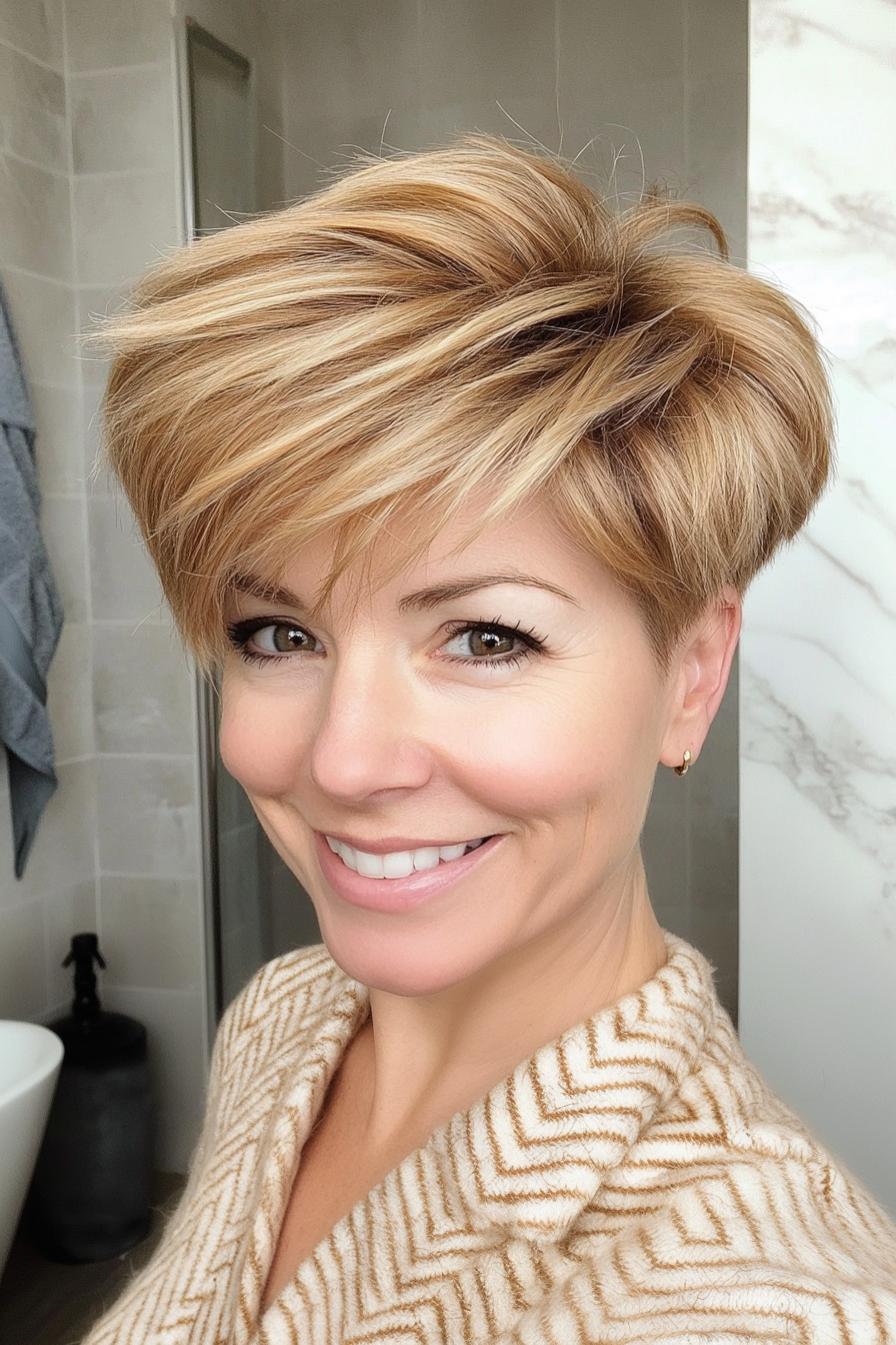 6. Layered Pixie in Golden Blonde (Short Pixie Haircuts) - Short Pixie Haircuts