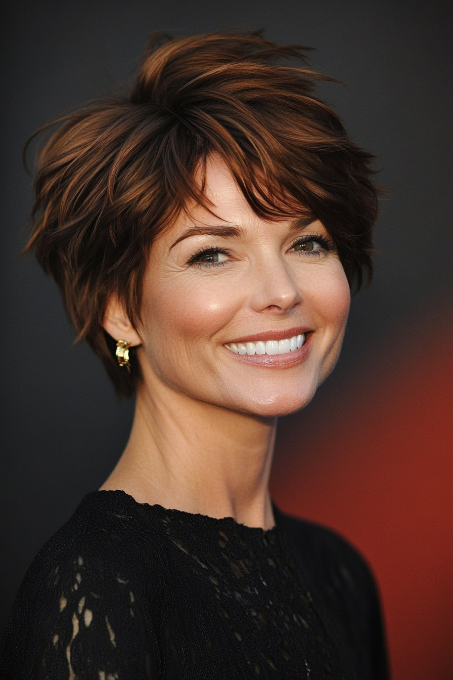 11. Textured Pixie in Chestnut Brown (Short Pixie Haircuts) - Short Pixie Haircuts