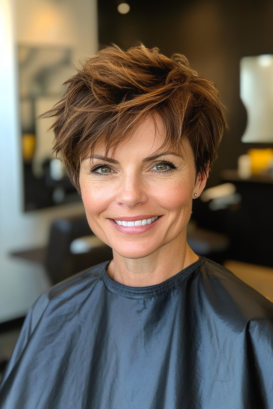 13. Messy Pixie in Caramel Brown (Short Pixie Haircuts) - Short Pixie Haircuts