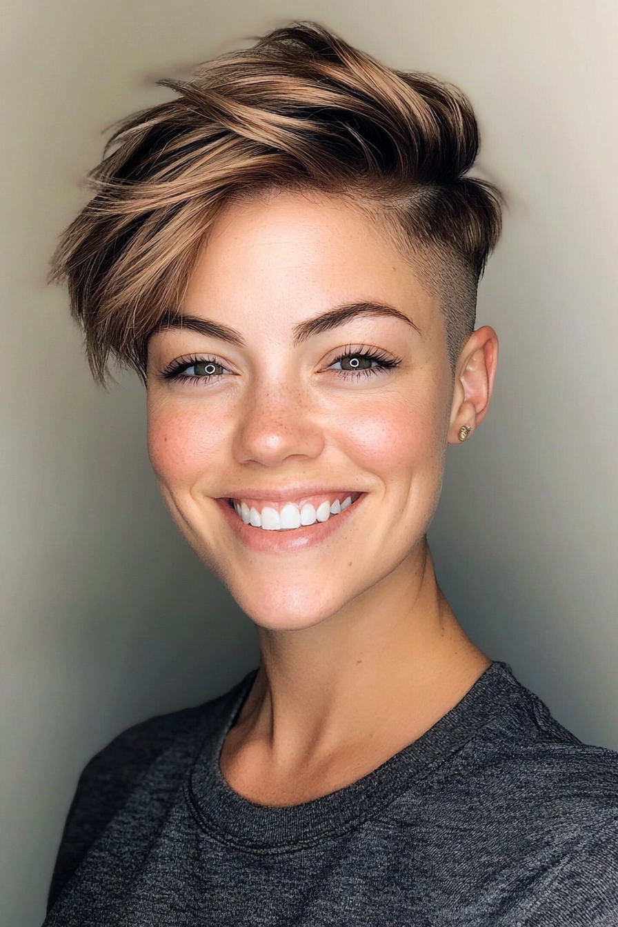 15. Undercut Pixie in Medium Brown (Short Pixie Haircuts) - Short Pixie Haircuts