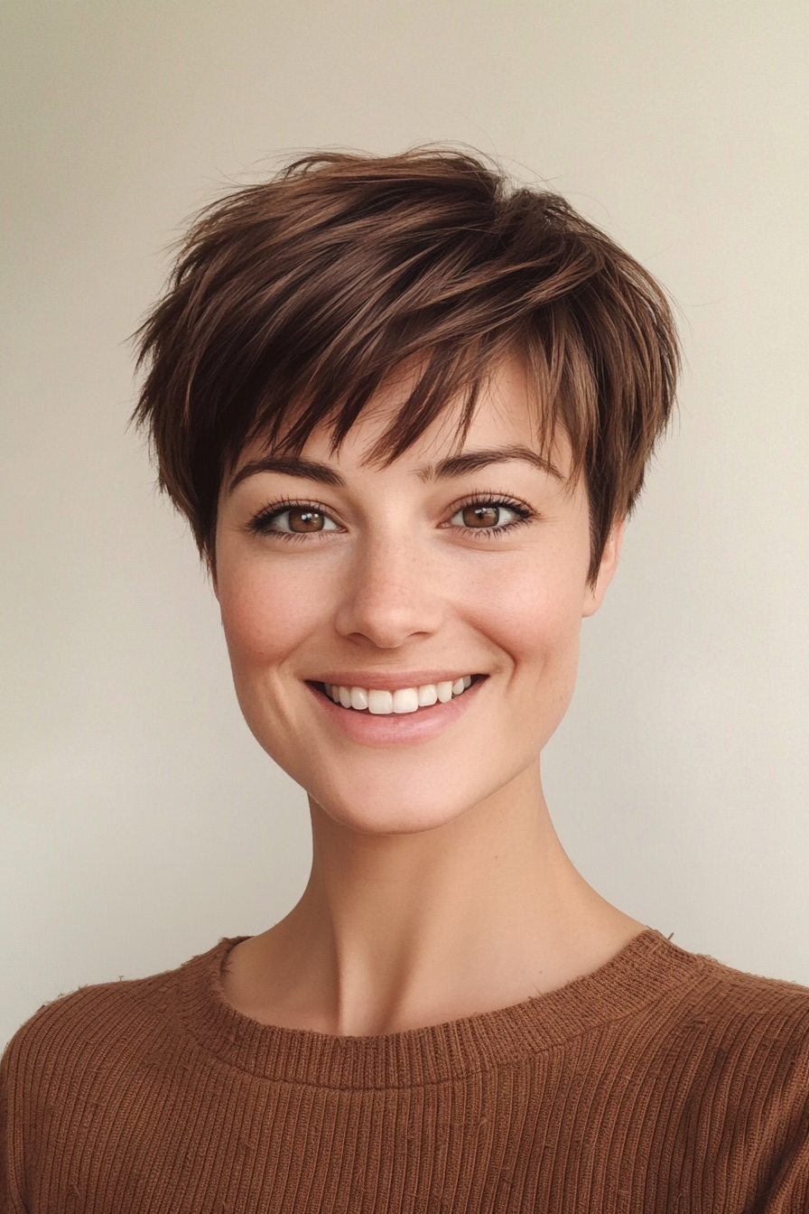 25. Fringed Pixie in Soft Mocha (Short Pixie Haircuts) - Short Pixie Haircuts