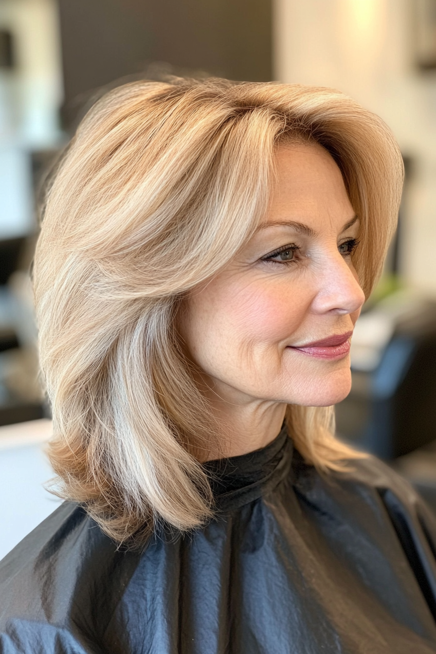 13. Retro Modern Shag in Natural Blonde (Shag Haircuts For Older Women) - Shag Haircuts For Older Women