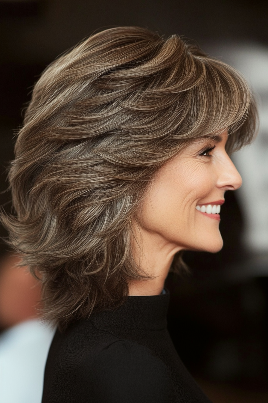 14. Urban Chic Shag in Ash Brown (Shag Haircuts For Older Women) - Shag Haircuts For Older Women