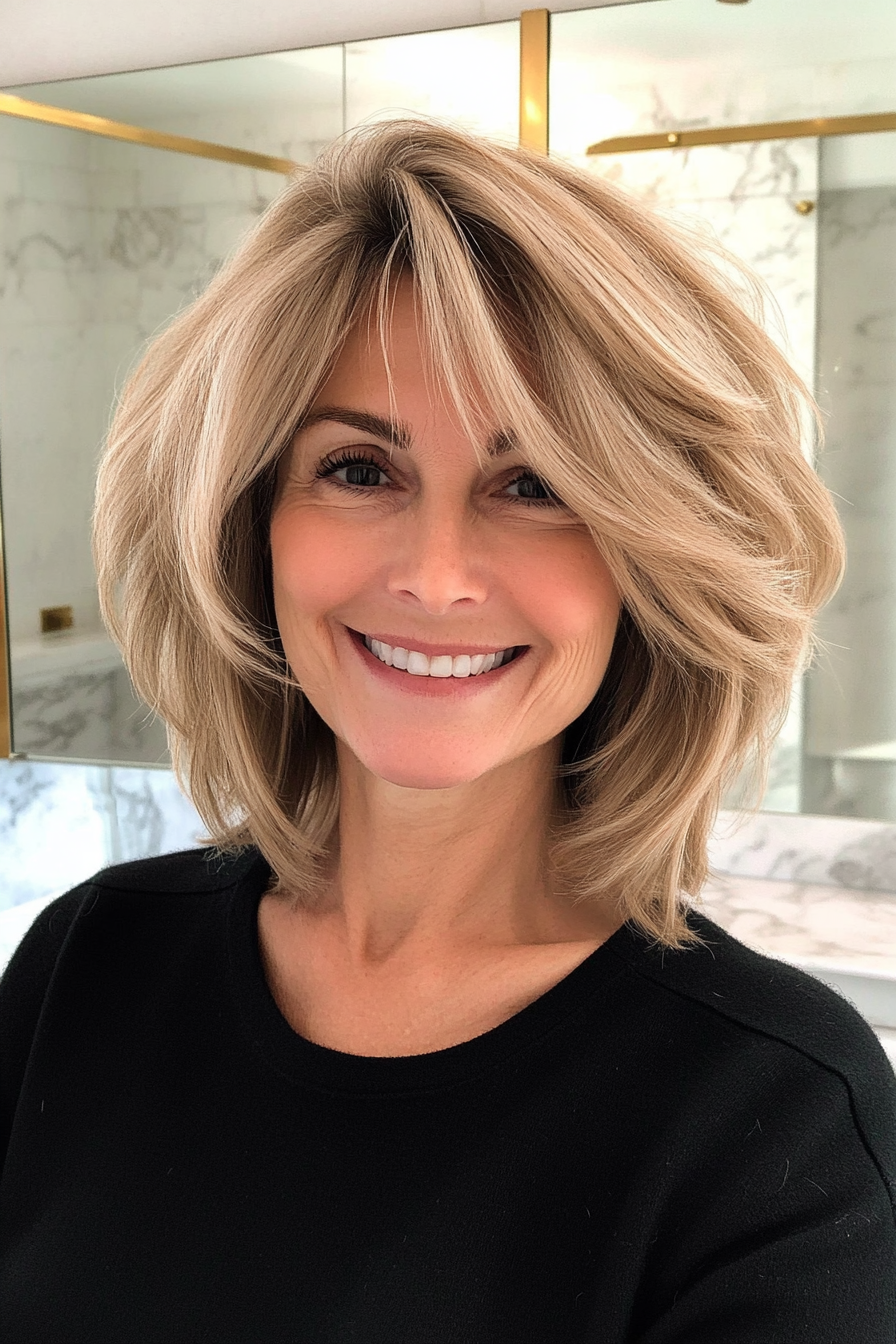 18. Subtle Light Layered Shag in Natural Blonde (Shag Haircuts For Older Women) - Shag Haircuts For Older Women
